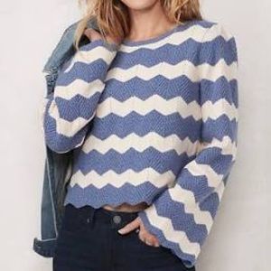 LC Lauren Conrad Blue & Cream Sweater-Lg